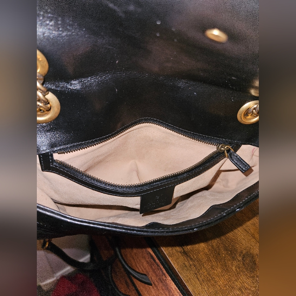 ~SOLD~Gucci GG Marmont Black Leather Shoulder Bag. - Picture 7 of 12